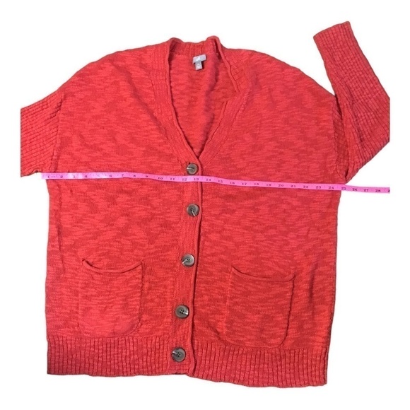 J. Jill Cardigan Orange Long Sleeve Sweater Cotton Blend V Neck Size large P - Picture 9 of 9